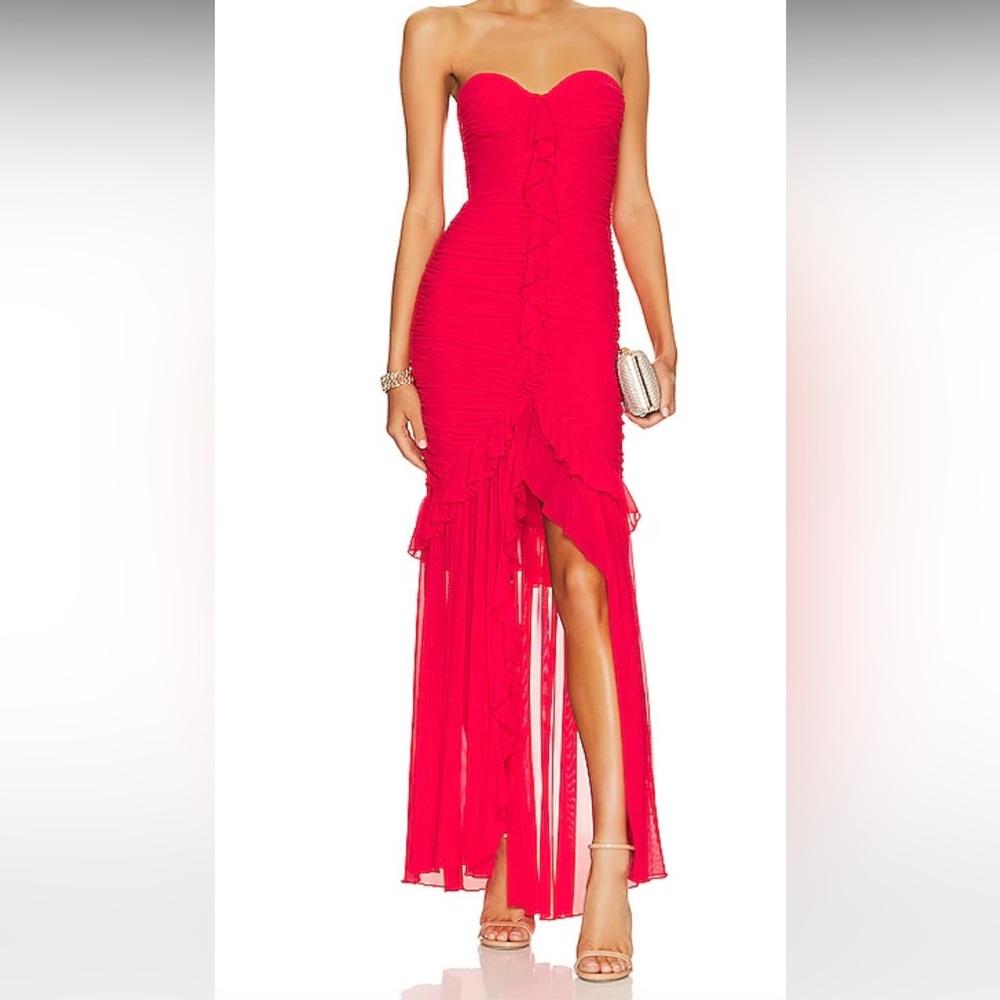 NWOT Majorelle Maxi Ruched Dress in Cherry Red Size L